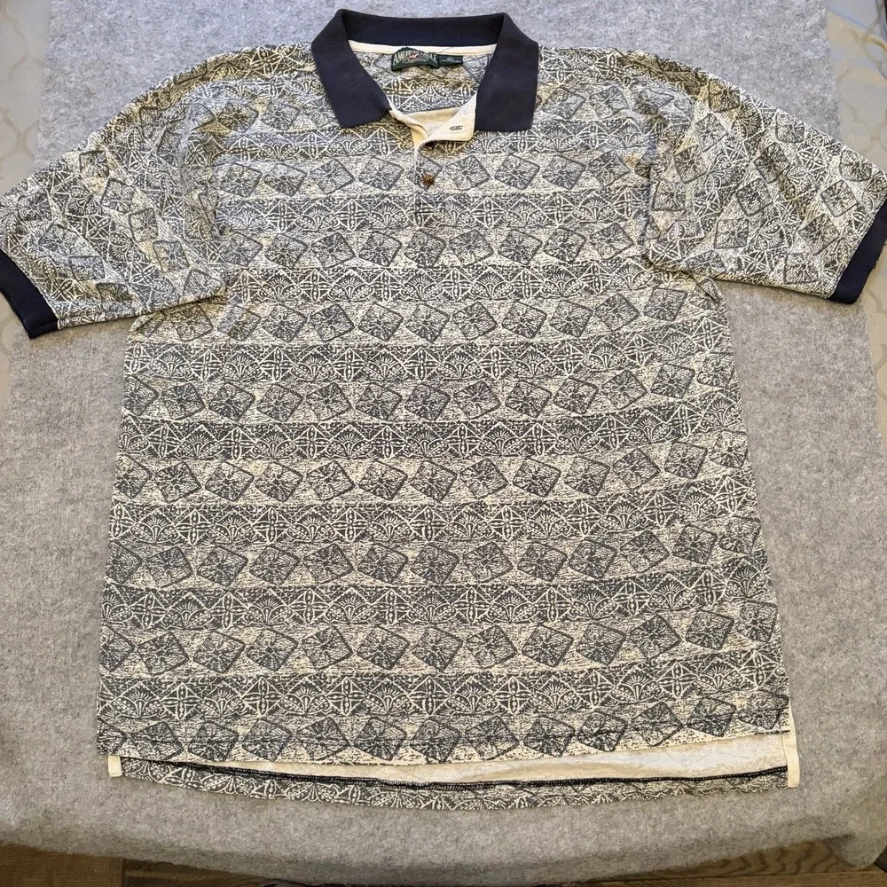 Vintage 80s American Eagle Outfitters Men's Polo Shirt Retro Geometric XL